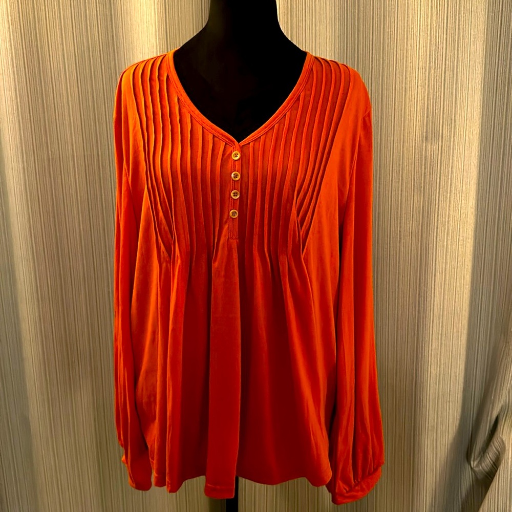 Rust colored long sleeved Grace Karen brand blouse. Size XL.